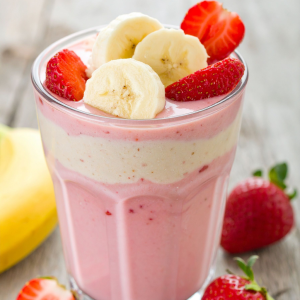 Batido natural de fresones con plátano