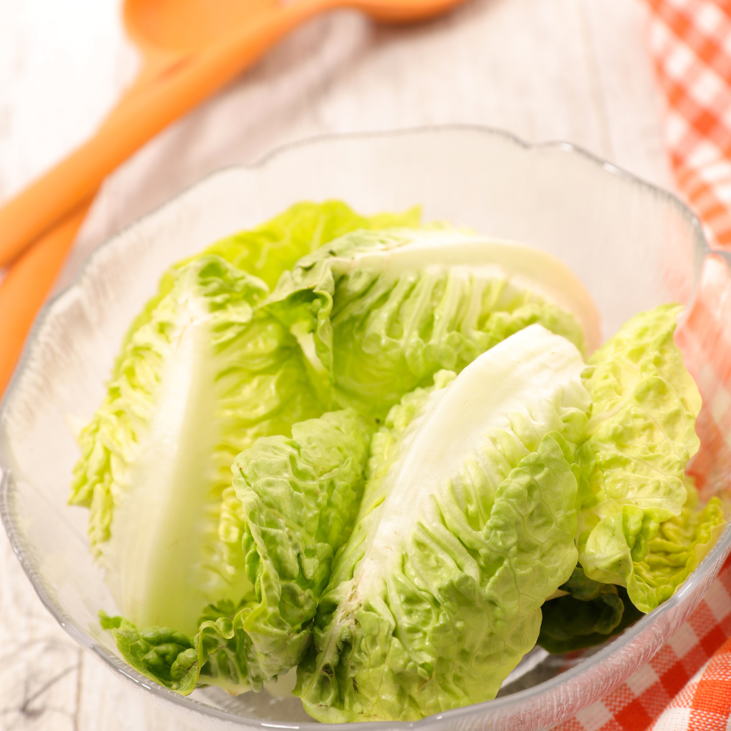 Corazones de lechuga corazones baby frescos en bowl de cristal