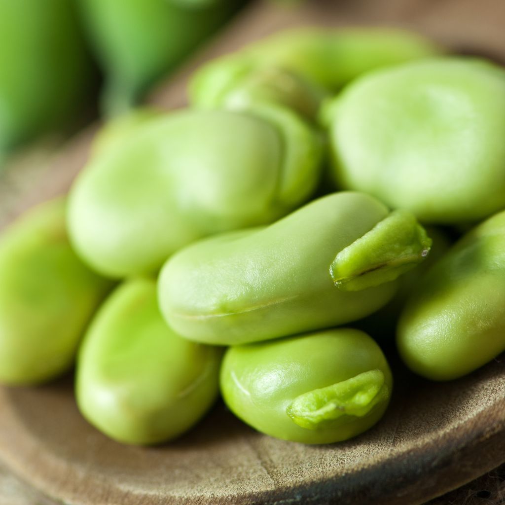 Primer plano de habas verdes frescas