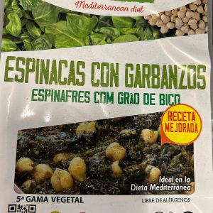 Ingredientes y valores nutricionales de espinacas con garbanzos
