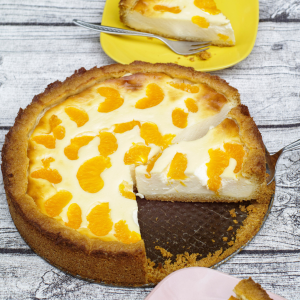 Cheesecake al horno con mandarinas naturales